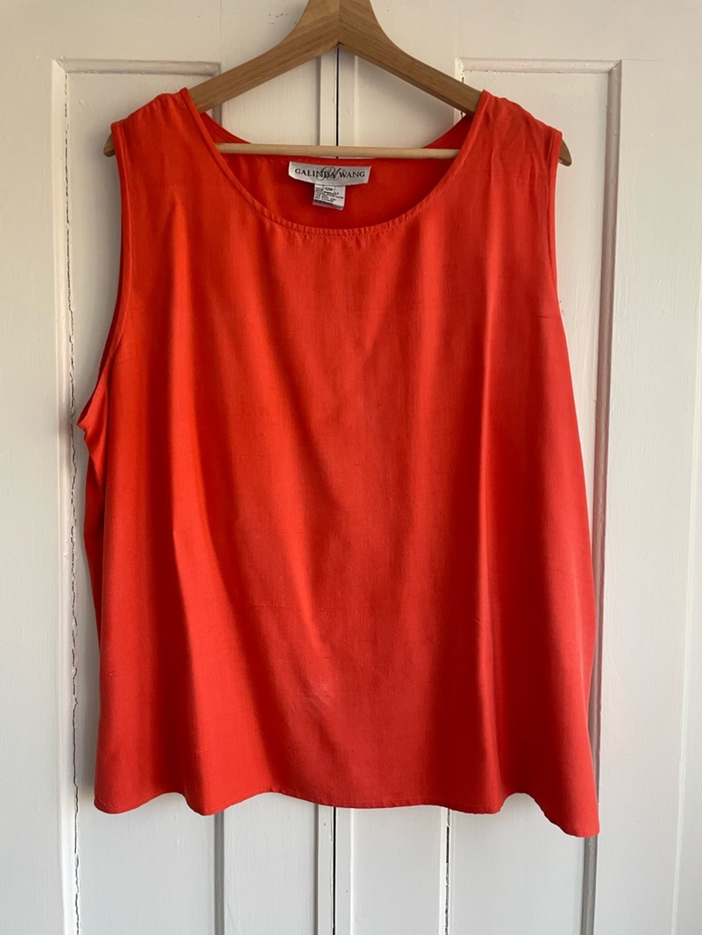 Galinda Wang Women’s Sleeveless Orange Shell Tank Top 100% Silk Size 22W